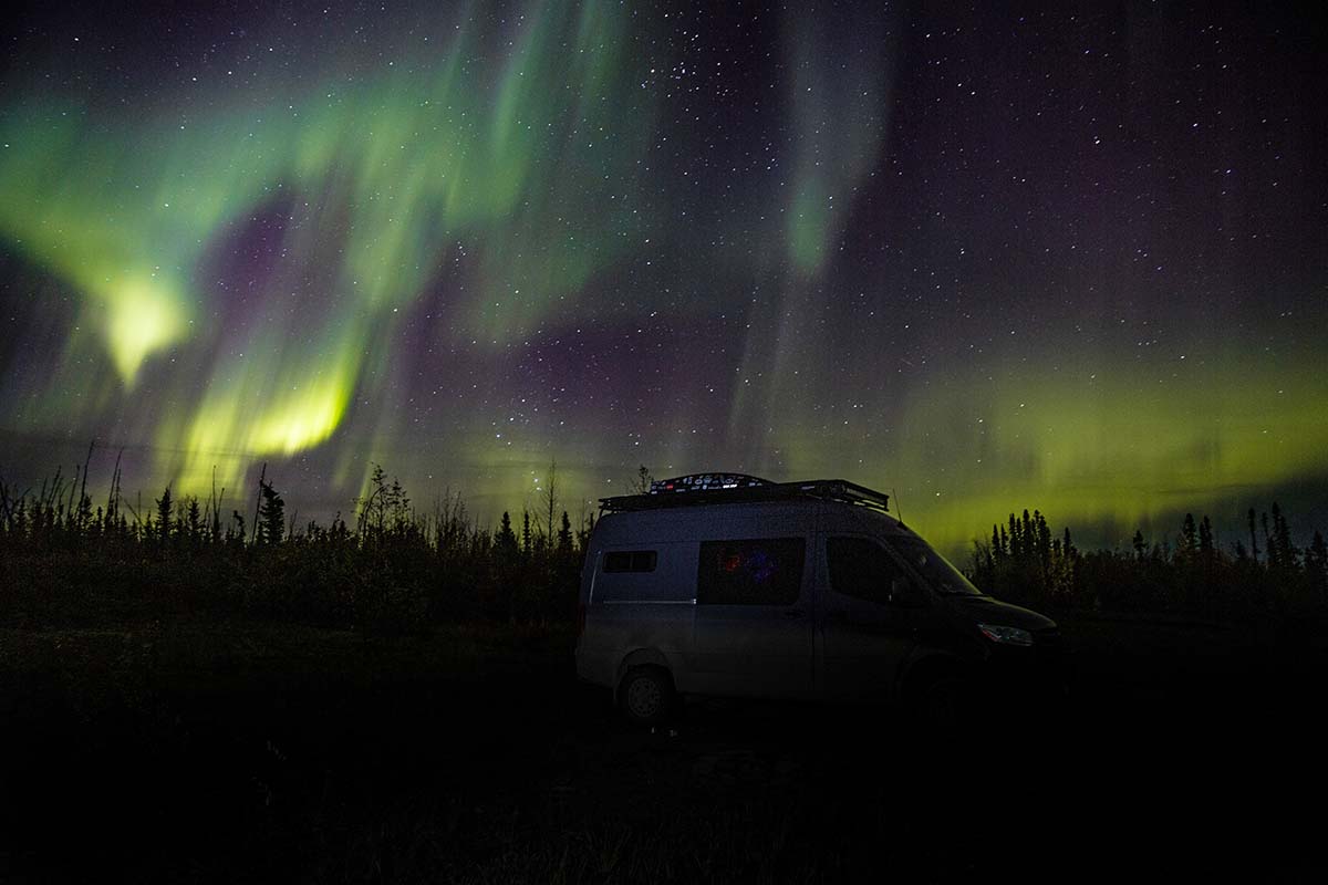 Aurora Borealis with van